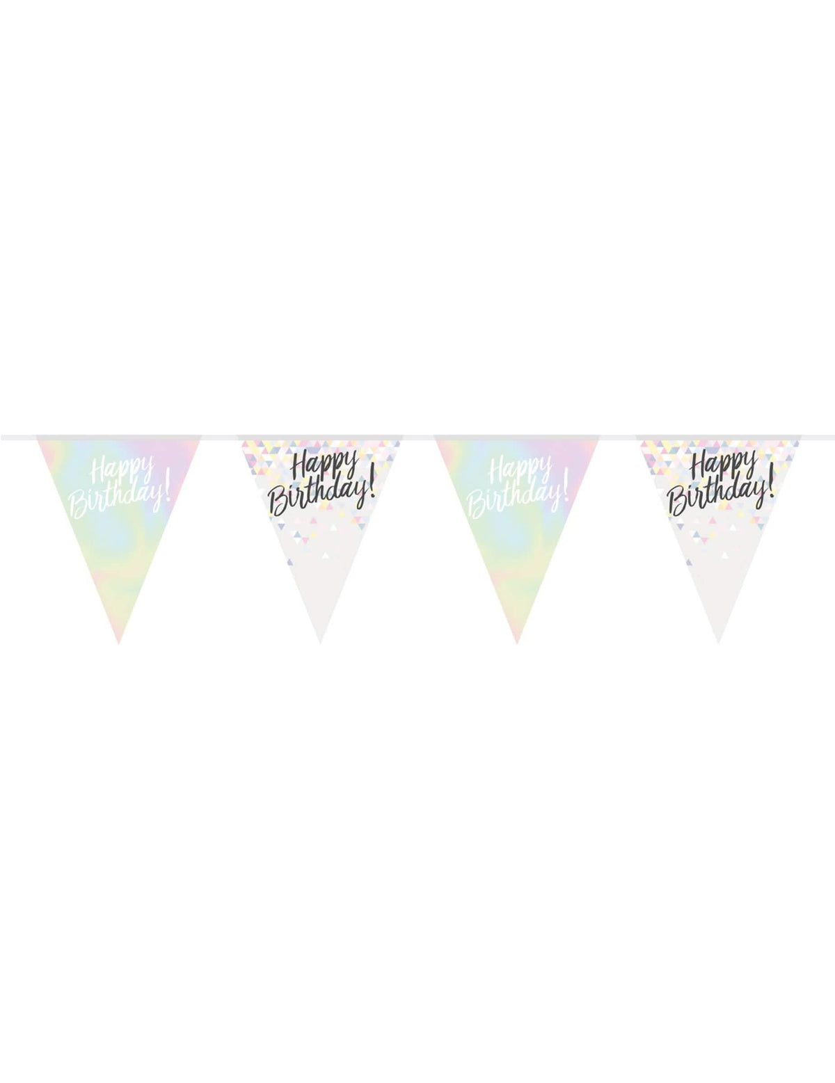 Plastová girlanda s vlajkami Happy Birthday na narodeniny, dúhovo pastelová