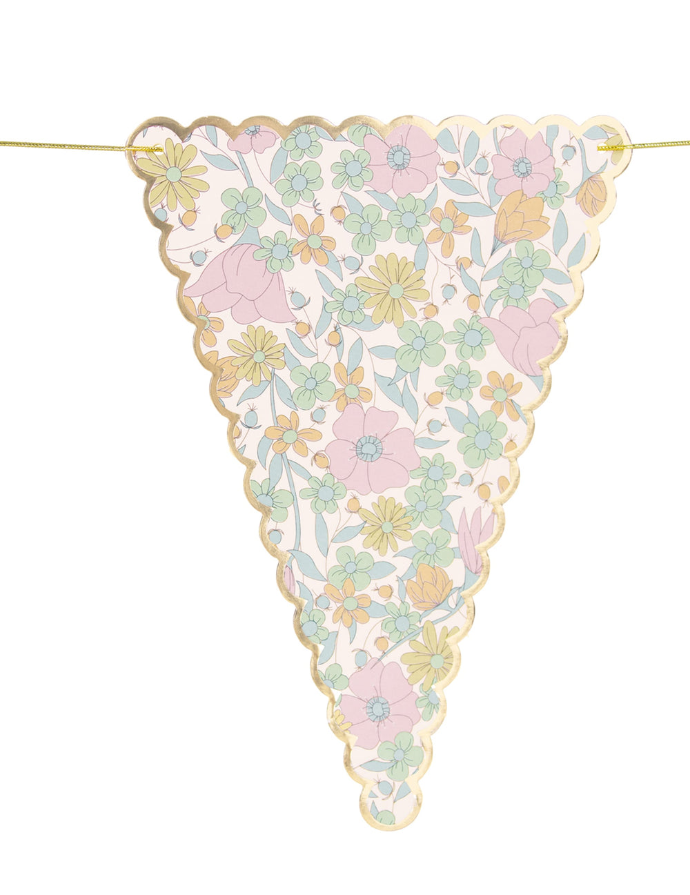 Détail d'un fanion de la guirlande de fanions shabby fleurs liberty