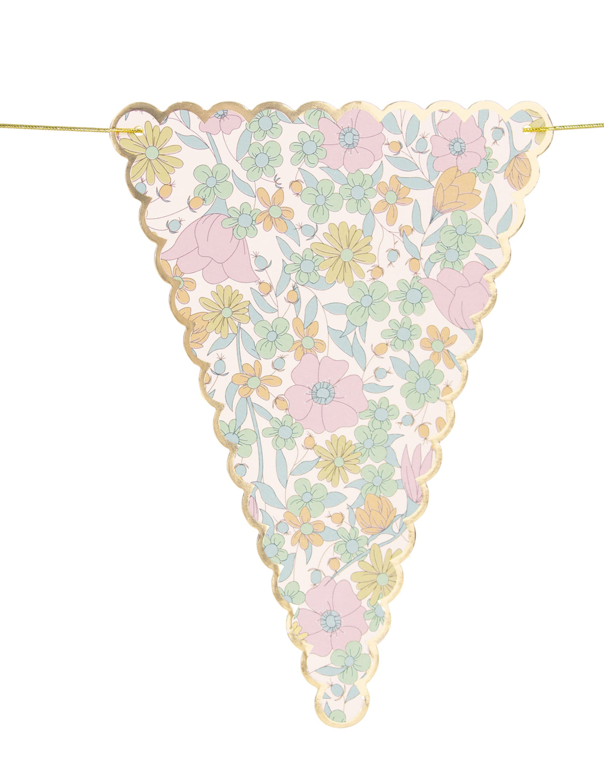 Détail d'un fanion de la guirlande de fanions shabby fleurs liberty