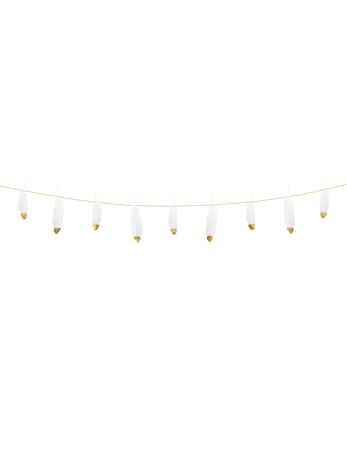 Guirlande de plumes mariage pour fête blanches et dorées