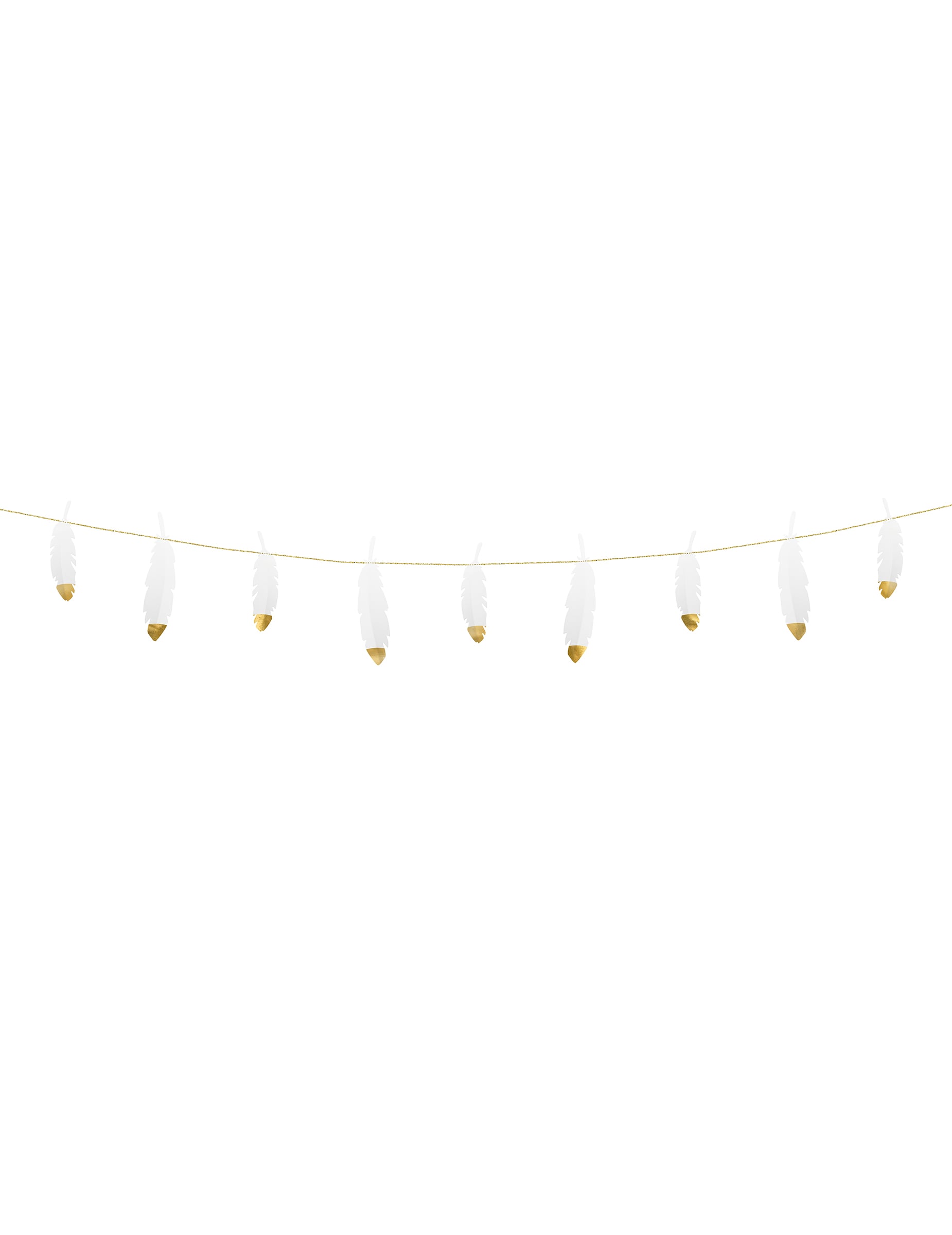 Guirlande de plumes mariage pour fête blanches et dorées