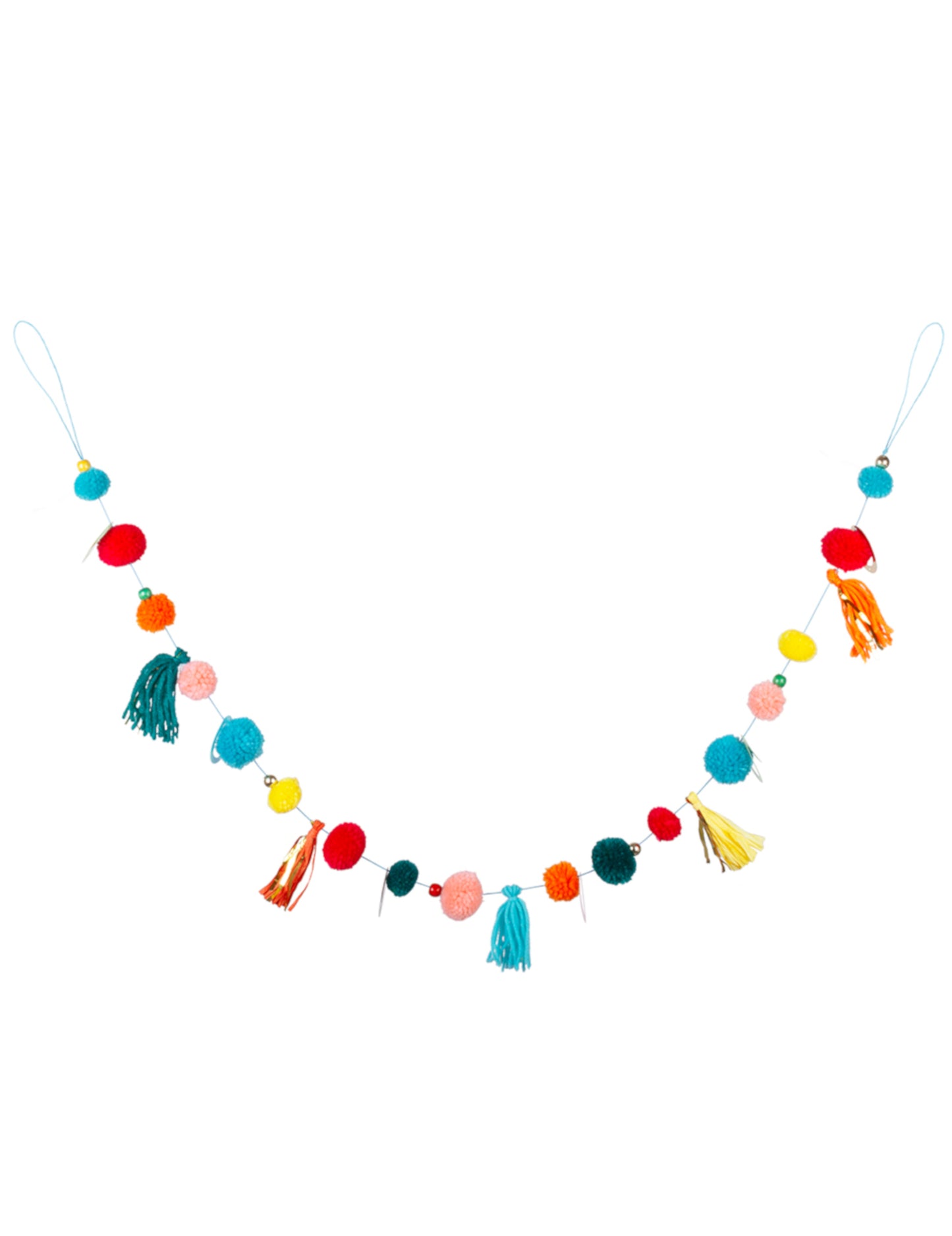 Guirlande de pompons multicolores pour décoration de fête avec glands colorés