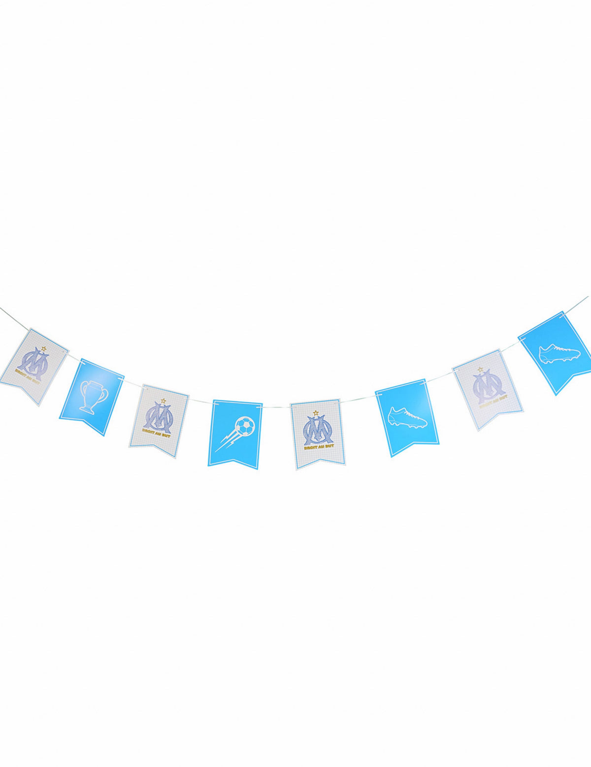 Guirlande drapeau OM pour supporter bleu ciel et blanc
