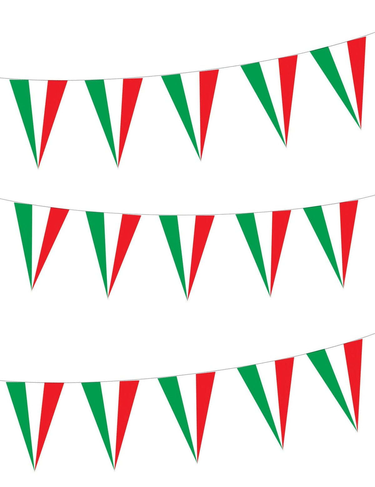 Guirlande drapeaux italiens pour fête vert et rouge