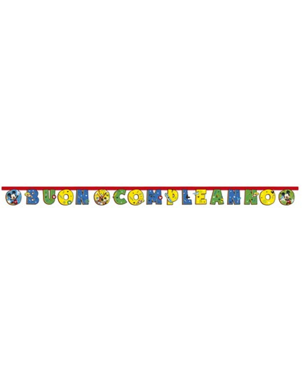 Guirlande en carton Mickey Mouse pour enfant bleu et jaune Buon Compleanno