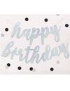 Guirlande en carton Happy Birthday pour anniversaire argenté pailleté
