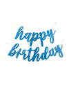 Guirlande en carton Happy Birthday pour anniversaire bleu pailleté