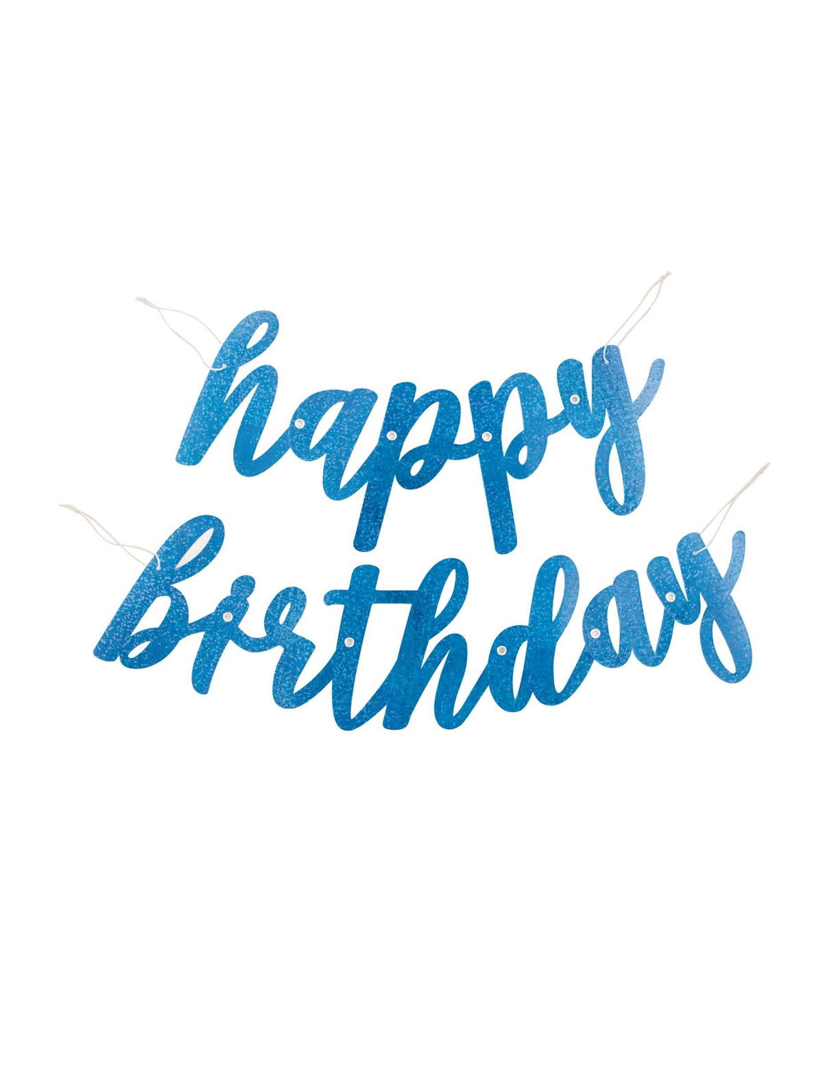 Kartónová girlanda Happy Birthday na narodeniny s modrou trblietavou úpravou