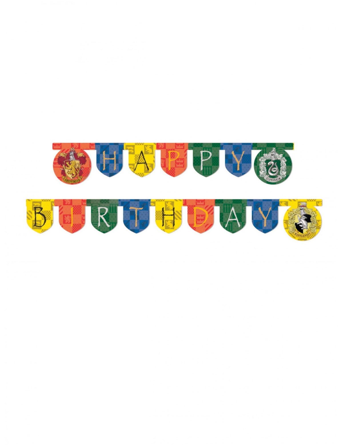 Kartónový girlanda Happy Birthday Harry Potter na narodeniny viacfarebné s erbmi fakúlt