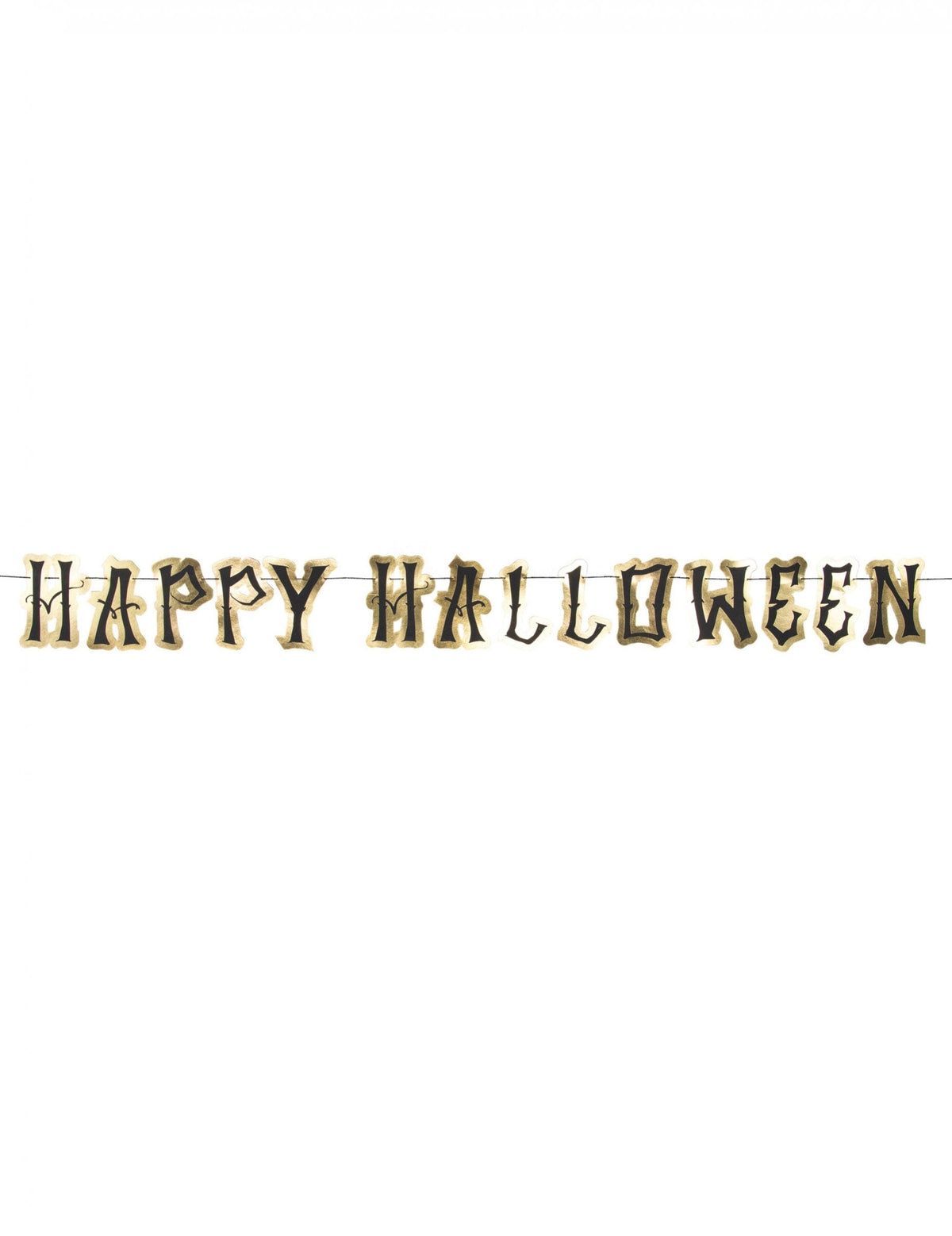 Guirlande en carton happy Halloween pour fête noire et or avec lettres