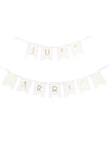 Guirlande en carton just married pour mariage blanche et dorée