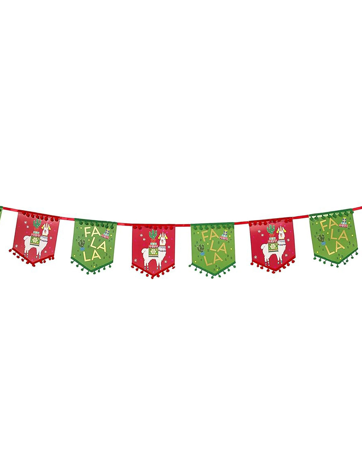 Guirlande à fanions lama de Noël pour décoration rouge et verte