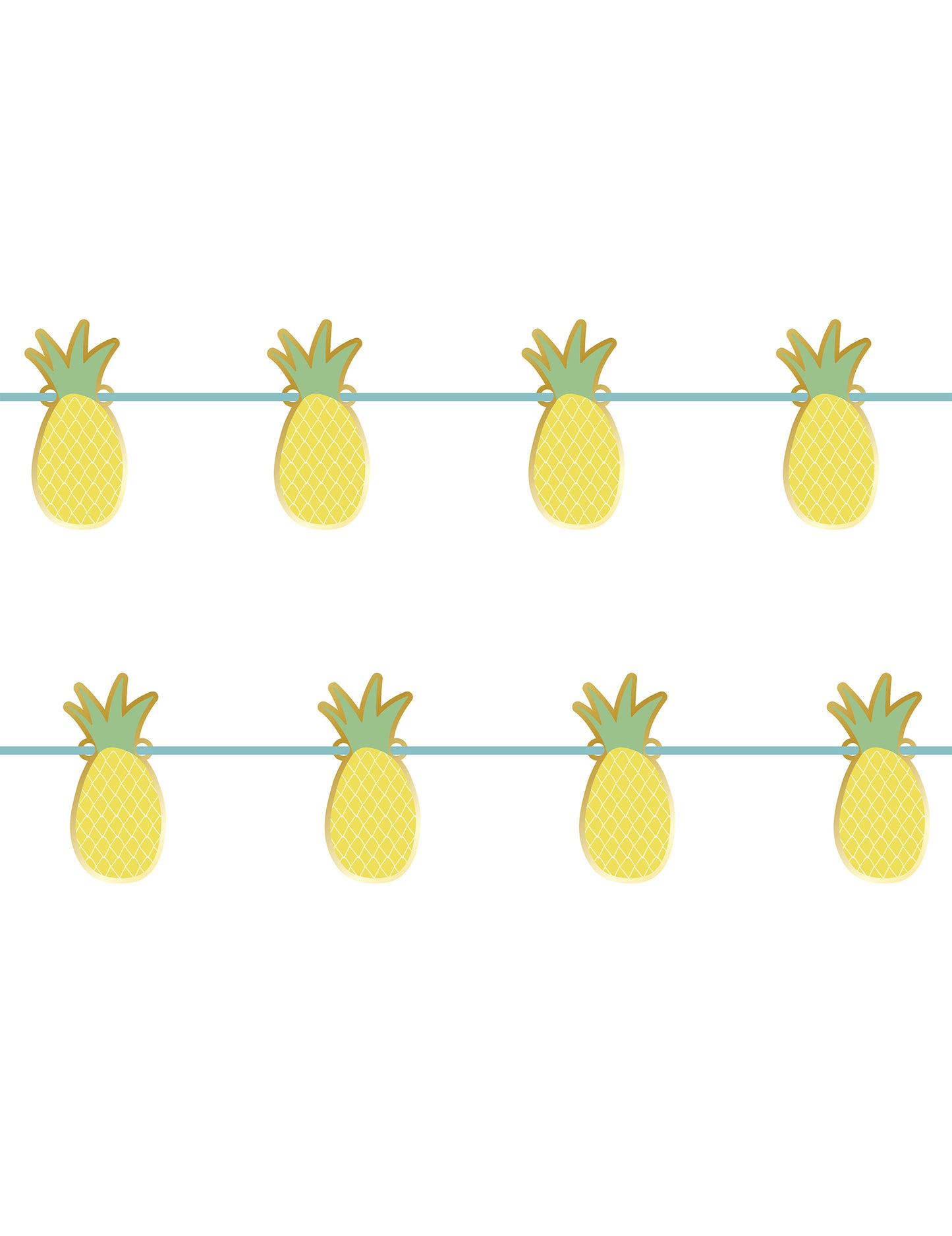 Girlanda z metalického kartónu ananásu, 2 m, letná dekorácia