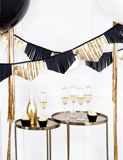 3m čierno-zlatá papierová girlanda so strapcami na narodeniny