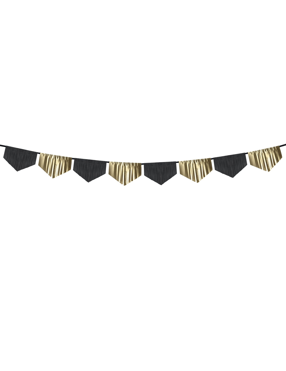 Guirlande en papier à franges anniversaire pour décoration noire et dorée