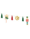 Guirlande en papier casse noisette et ballerine pour noël avec pompons et détails dorés