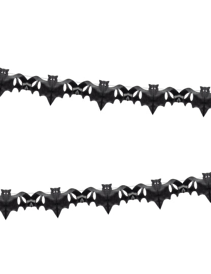 Guirlande en papier chauve-souris pour décoration Halloween noire