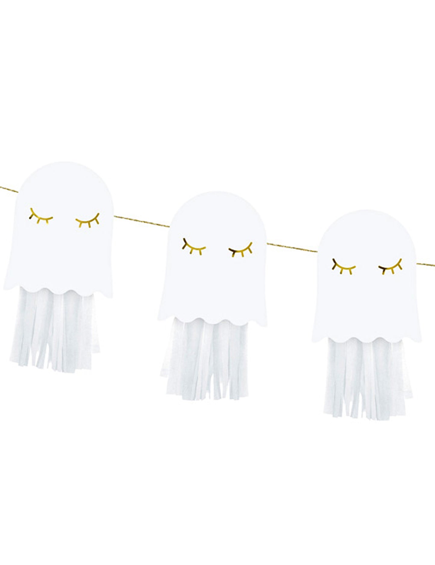 Girlanda z bieleho a zlatého papiera s duchmi, 1,3 m, vyžaduje montáž