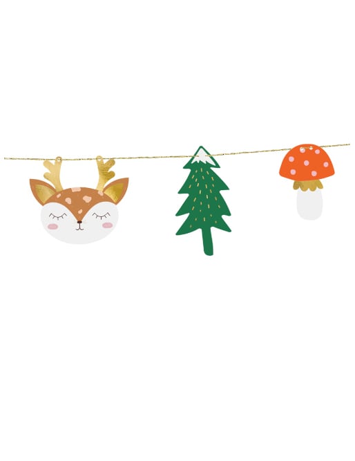 Guirlande en papier forêt de Noël pour décoration multicolore avec sapins et cerfs