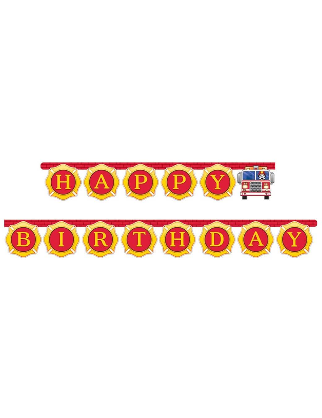 Girlanda happy birthday hasičské auto pre chlapec červená a žltá