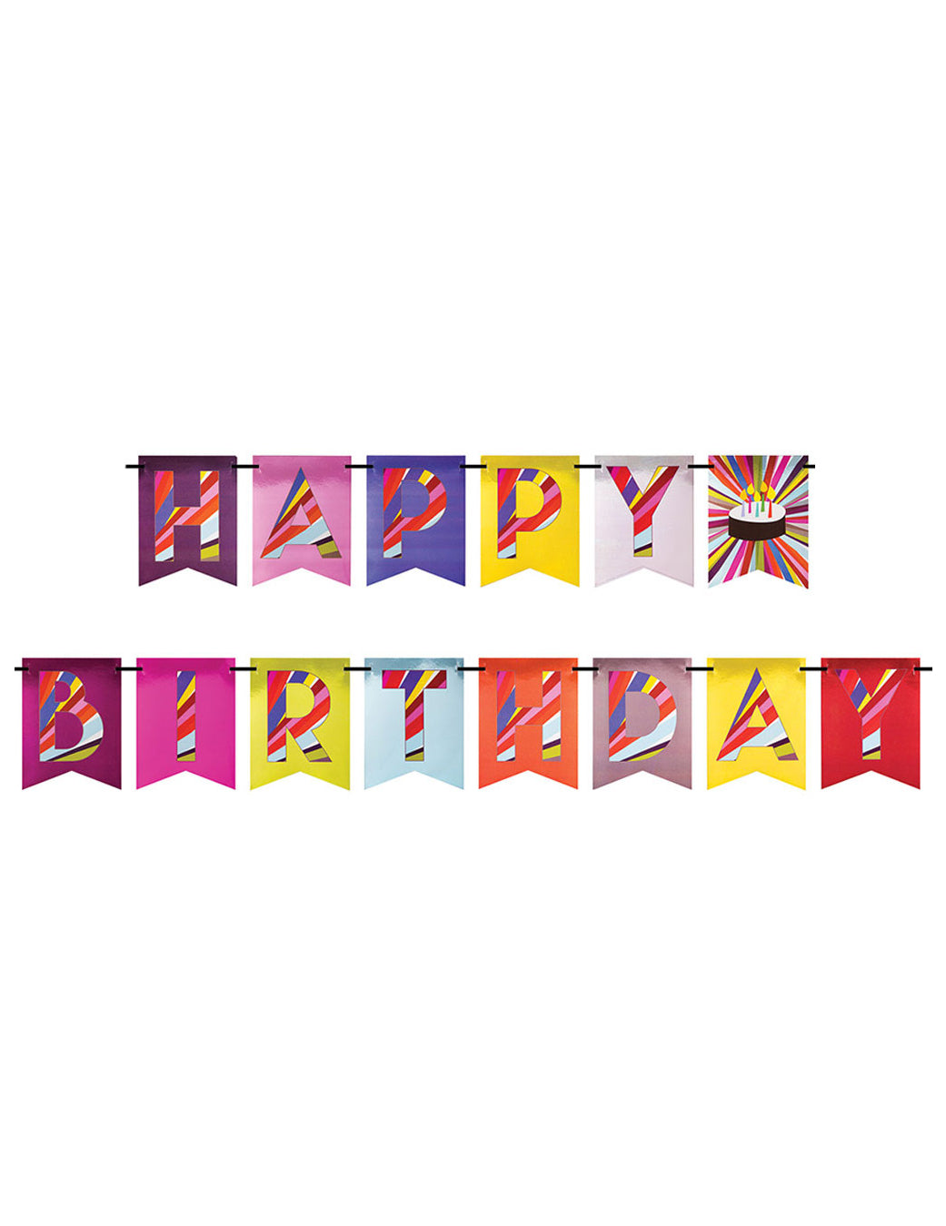 Papierová girlanda k narodeninám, narodeninová torta, 2,45 m, farebná