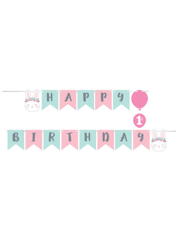 Papierová girlanda k narodeninám s malým zajačikom, 39,2 x 49,5 cm cm 1. výročie