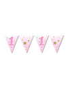 Guirlande à fanions en papier premier anniversaire one little star pour fille rose et or