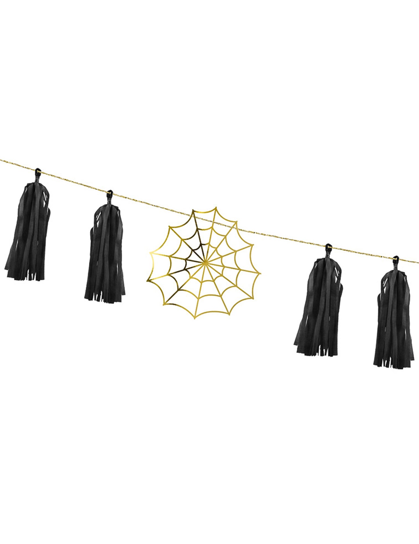 1,75 m papierová girlanda so zlatými pavučinami (vyžaduje sa montáž)