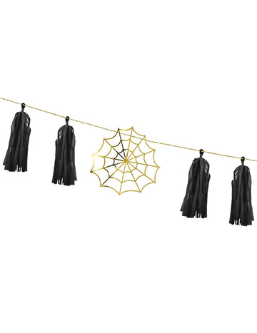 1,75 m papierová girlanda so zlatými pavučinami (vyžaduje sa montáž)