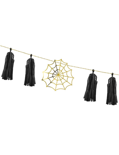 1,75 m papierová girlanda so zlatými pavučinami (vyžaduje sa montáž)