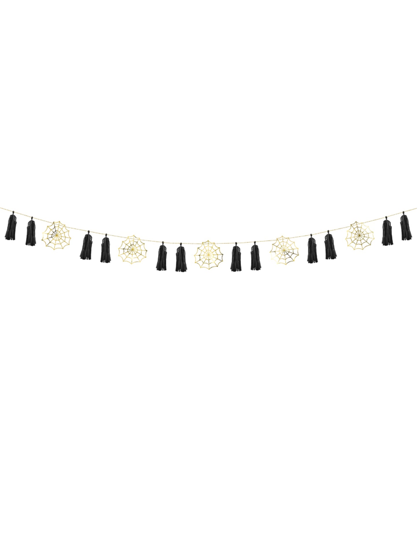 1,75 m papierová girlanda so zlatými pavučinami (vyžaduje sa montáž)