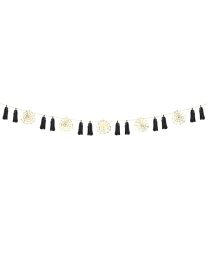 1,75 m papierová girlanda so zlatými pavučinami (vyžaduje sa montáž)