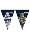Guirlande fanions en papier Star Wars Galaxy bleu avec Stormtrooper et Boba Fett