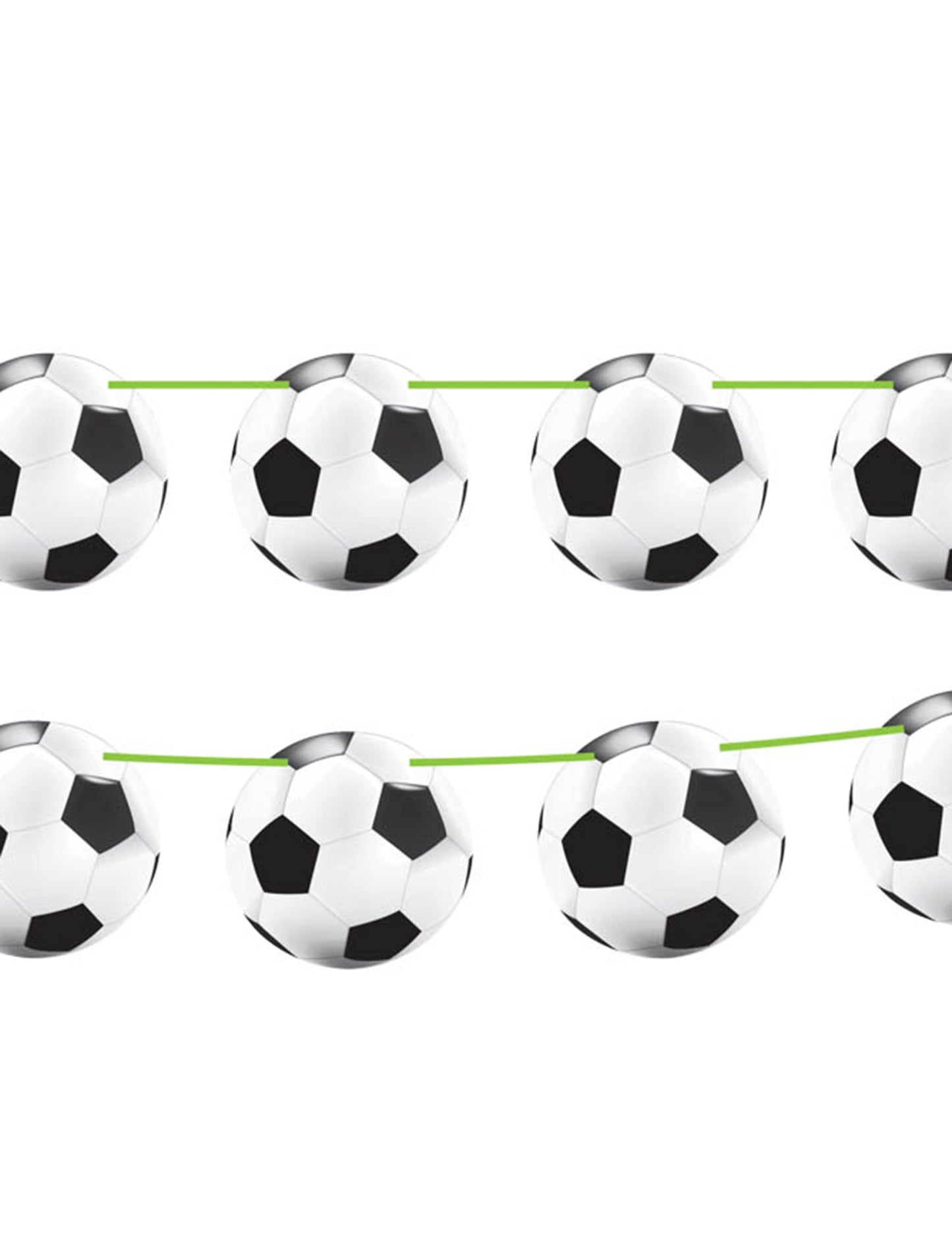 Guirlande fanions football blanche et noire sur fil vert