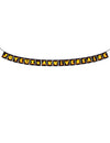 Guirlande fanions Joyeux anniversaire noire avec lettrage jaune et orange