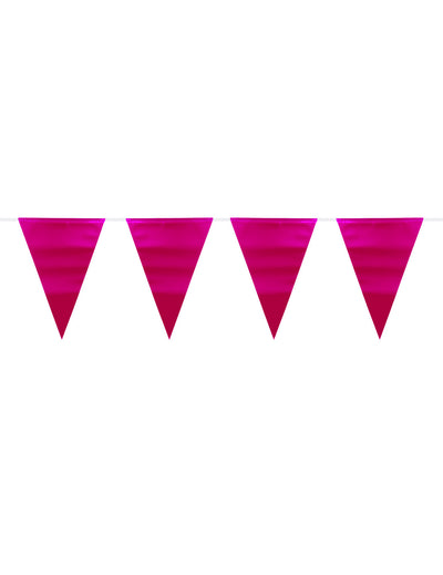 Guirlande de fanions rose métallique pour fête 6 m