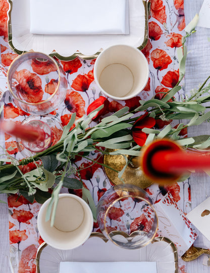 Girlanda z červených listov a kvetov, 1,83 m, vidiecky štýl