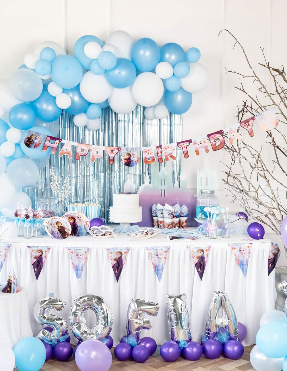 Scénická párty girlanda happy birthday Ľadové kráľovstvo 2