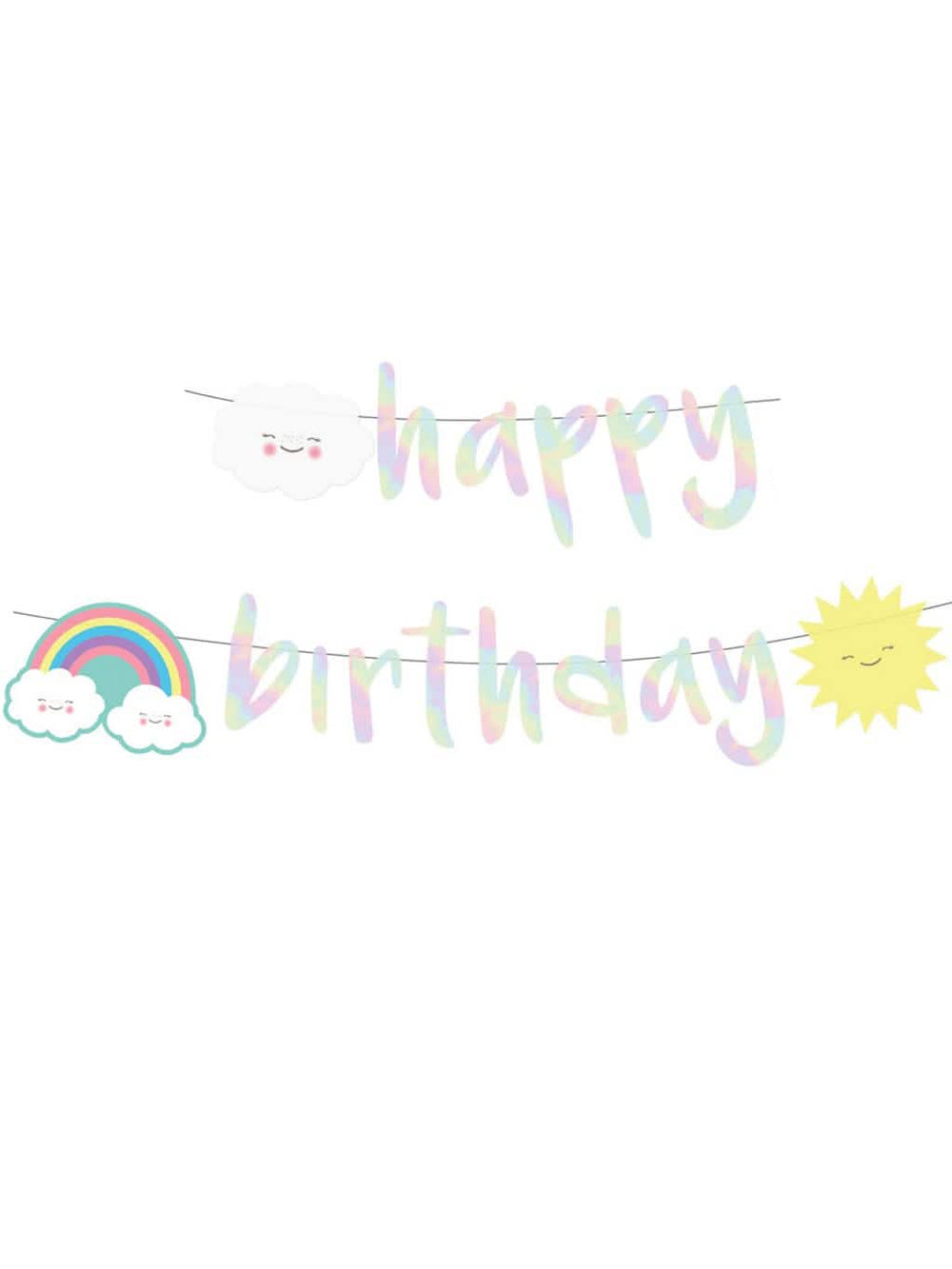 Girlanda happy birthday dúhový obláčik z kartónu