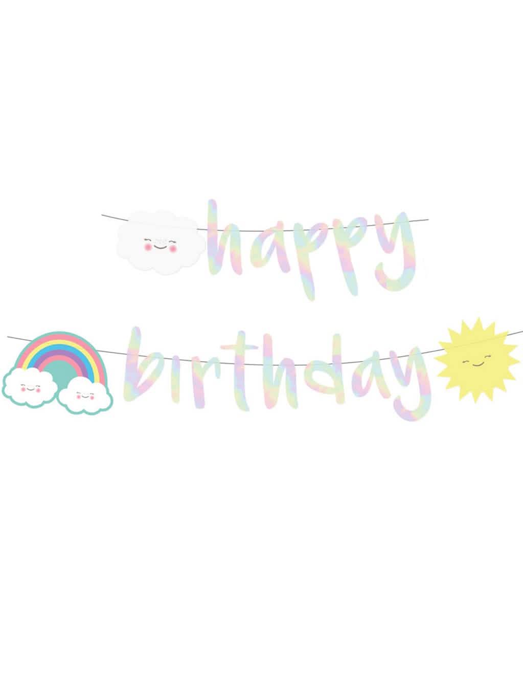 Girlanda happy birthday dúhový obláčik z kartónu