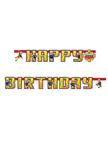 Girlanda Happy Birthday Sam hasič pre dieťa žltá a červená