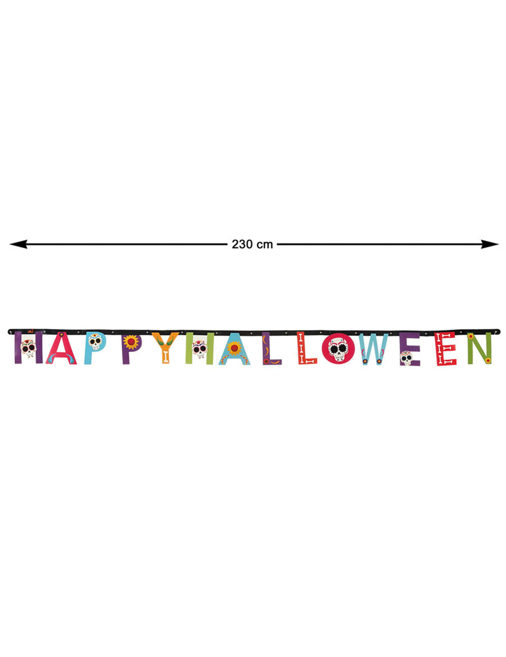 Dimensions de la guirlande Happy Halloween Dia de los Muertos