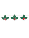 Guirlande houx de noël pour décoration rouge et verte en carton