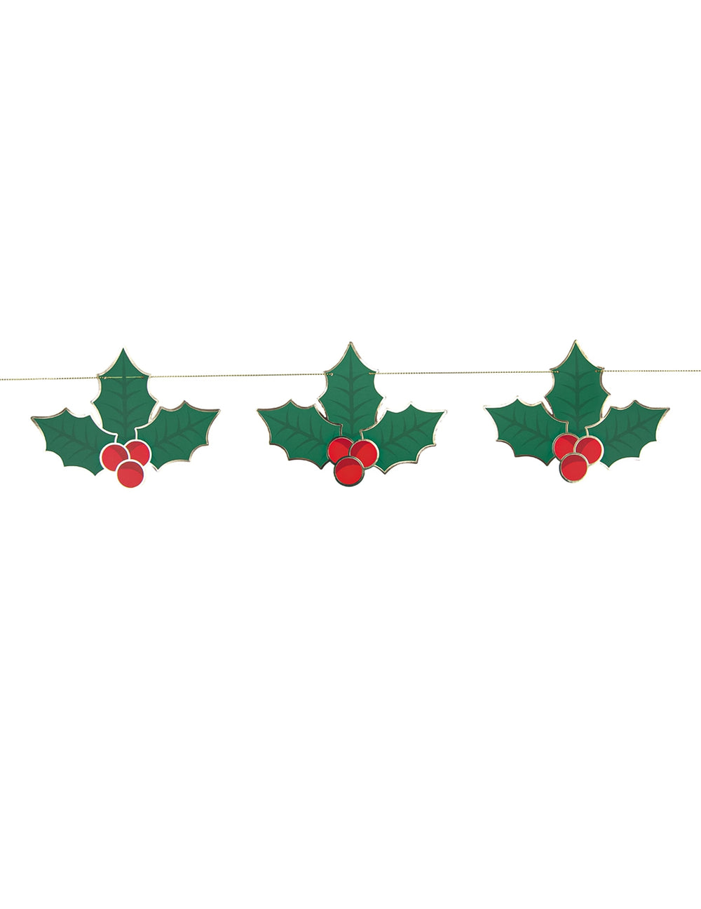 Guirlande houx de noël pour décoration rouge et verte en carton