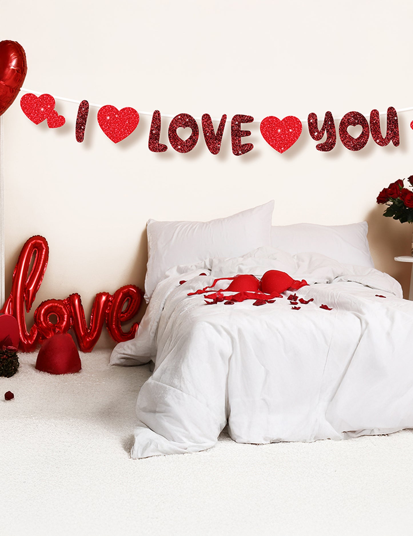 Kartónová srdiečková girlanda "Ľúbim ťa" 3m