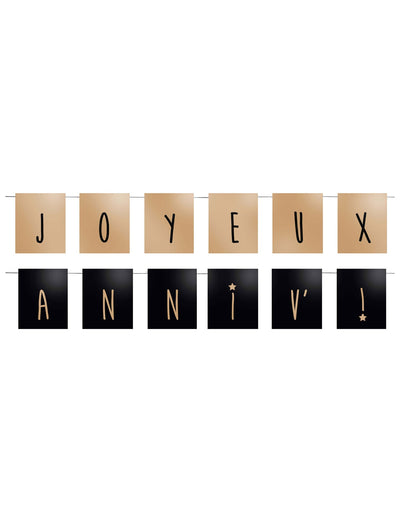 Guirlande Joyeux Anniv pour anniversaire noir et or