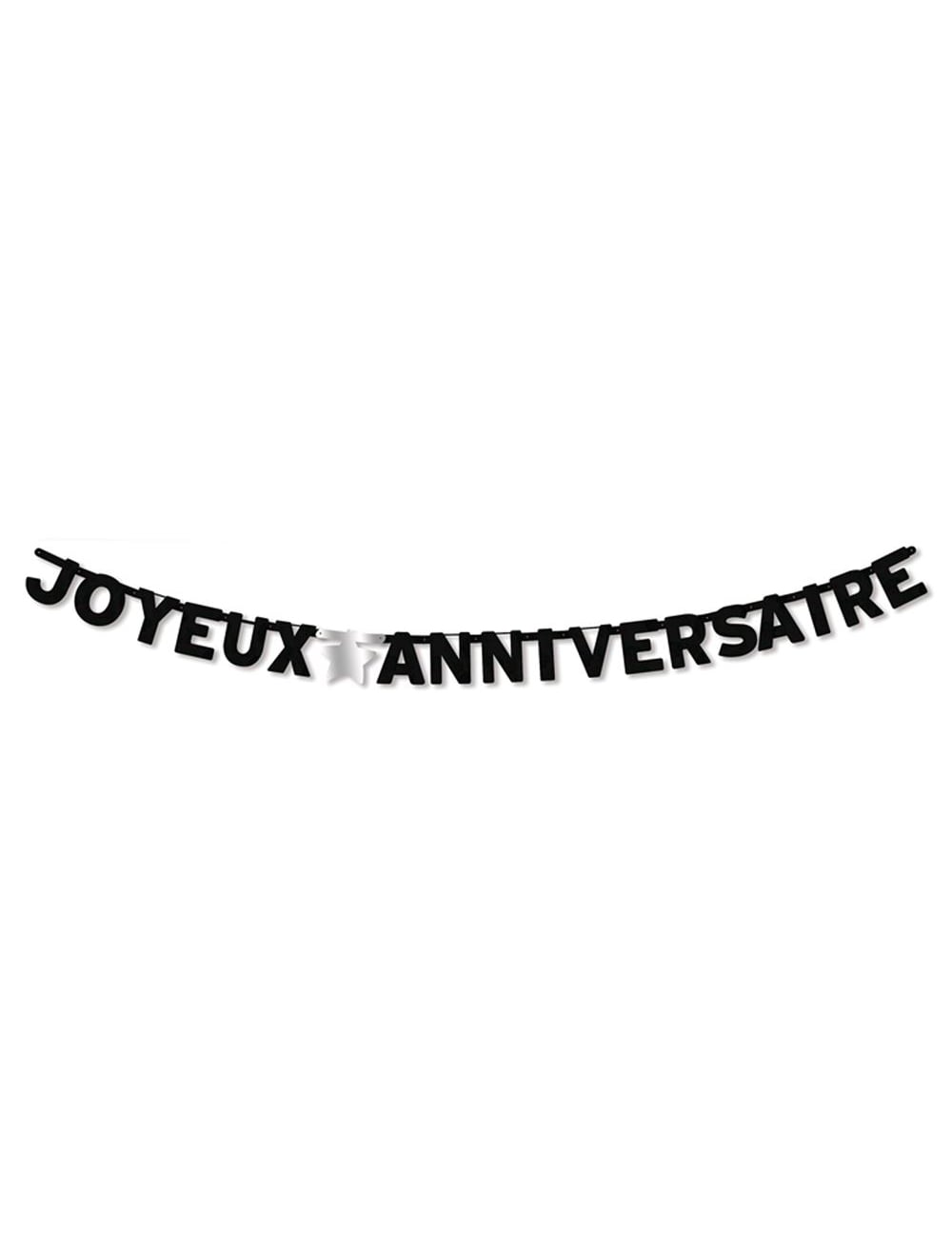 Guirlande Joyeux Anniversaire noire avec étoile argentée