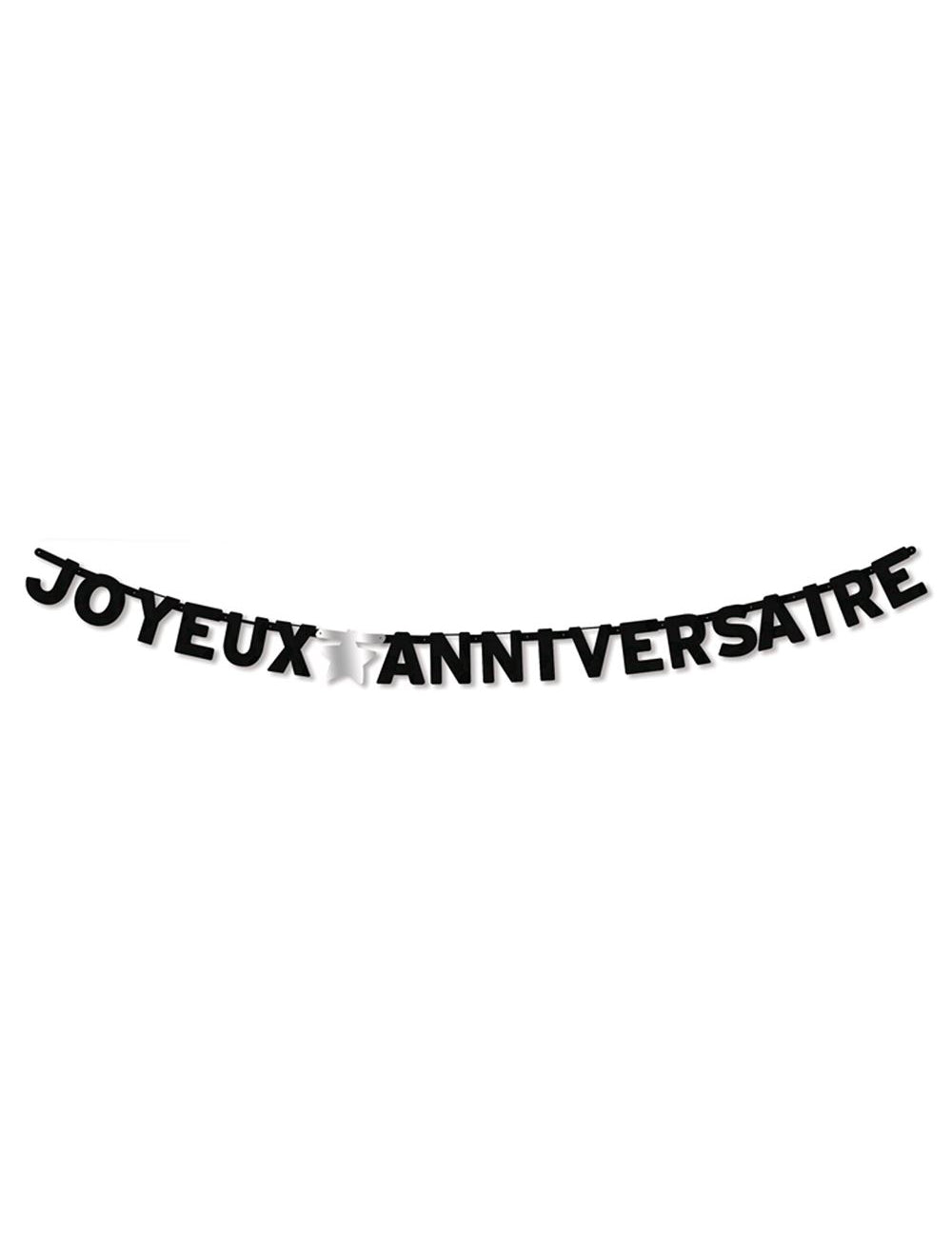 Guirlande Joyeux Anniversaire noire avec étoile argentée