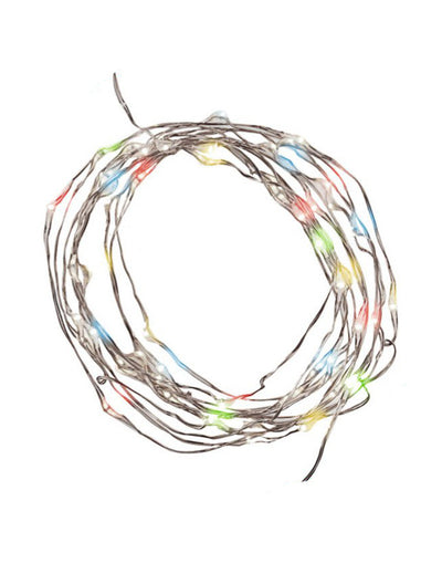 Guirlande lumineuse multicolore pour fête à fil argenté