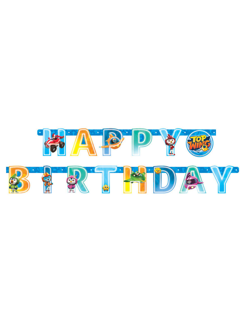 Guirlande lettres en papier Happy Birthday Top Wing pour enfant bleue